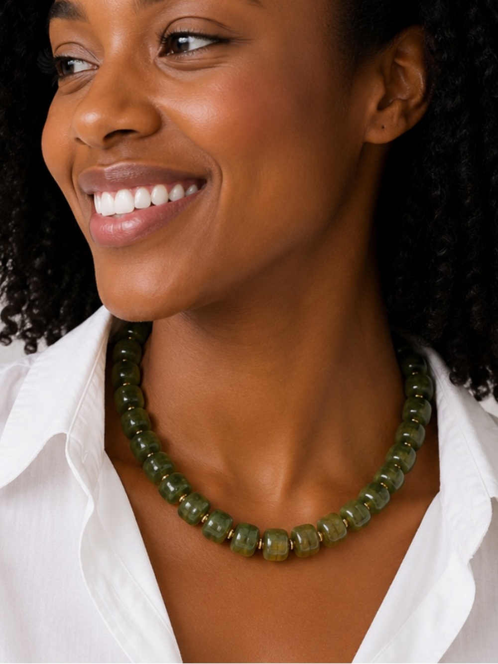 New! Preppy Colorful Olive Green Beaded Dopamine Necklace NWOT 2006